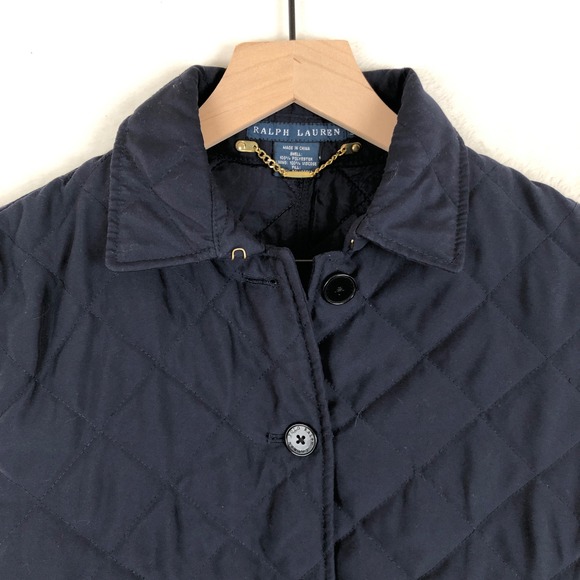 RALPH LAUREN Quilted Snap Front Jacket Women's Sz S Navy Blue Pockets Lined EUC - Picture 2 of 11